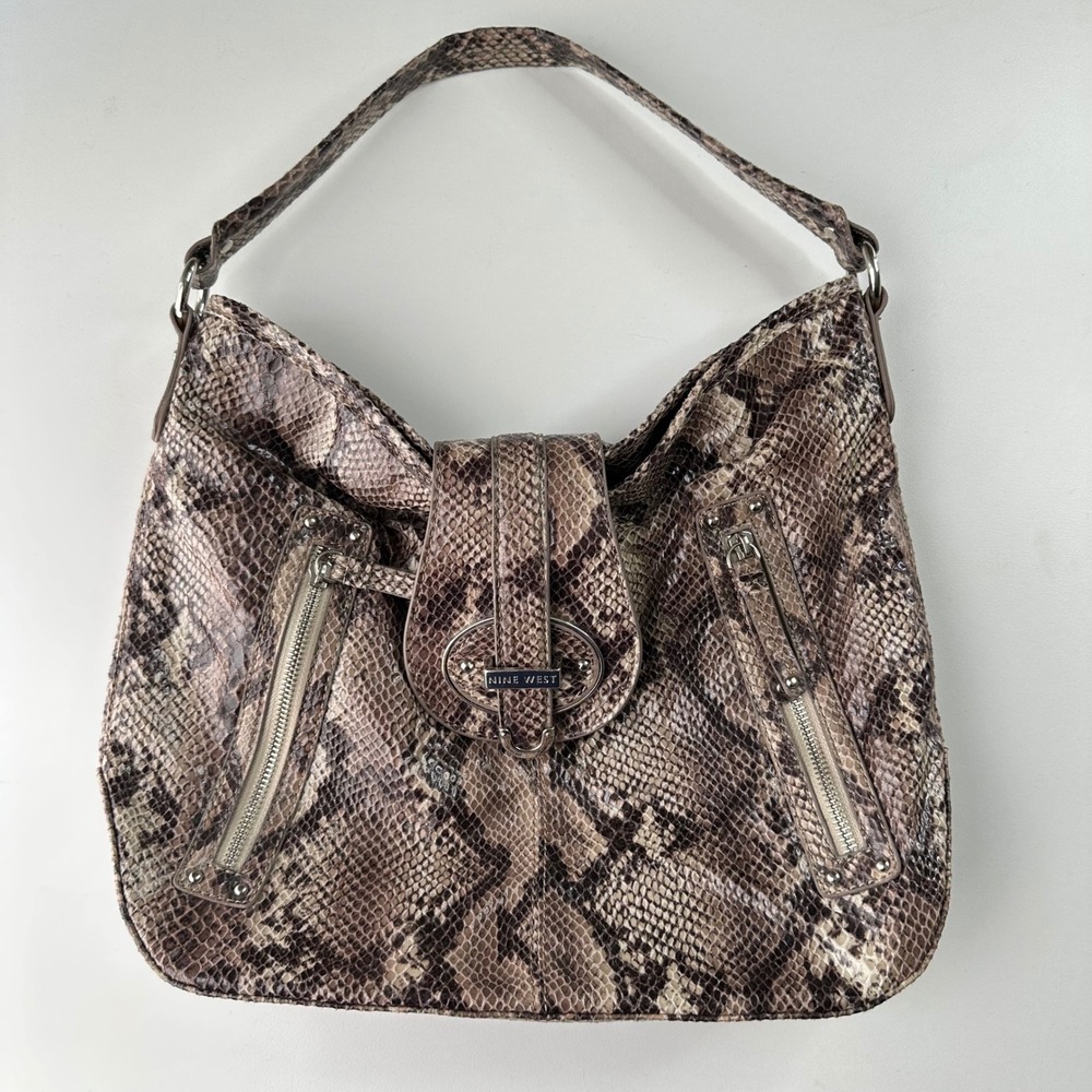 Nine West Snake Print Hobo Bag Purse Shoulder Bag Designer Handbag